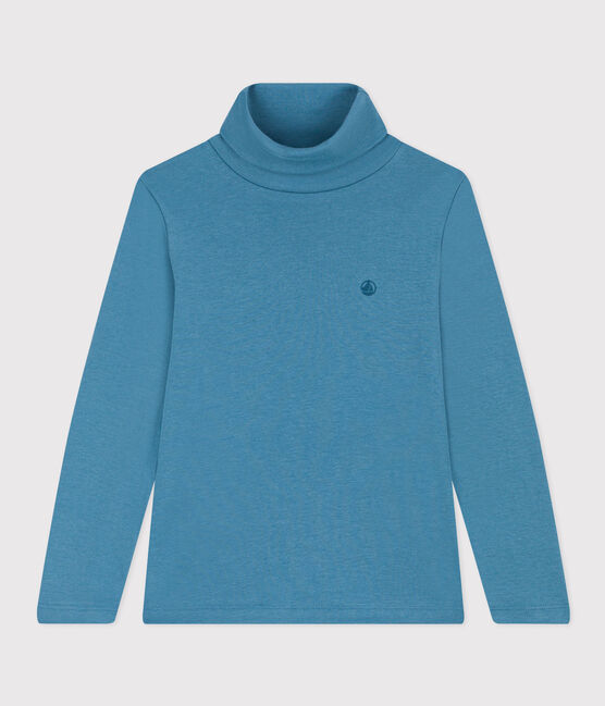 Prenda de cuello cisne de algodón de niña/niño azul POLOCHON