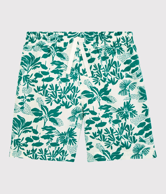 Bañador reciclado estampado para niño blanco MARSHMALLOW/verde GAZON