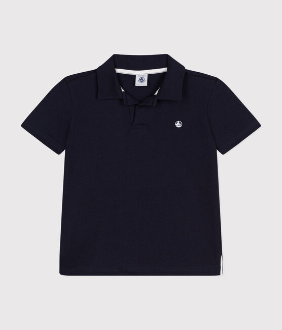 Polo de manga corta de algodón para niño azul SMOKING