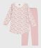 Camisón y leggings infantiles de terciopelo con estampado de flores rosa JOLI/blanco MULTICO