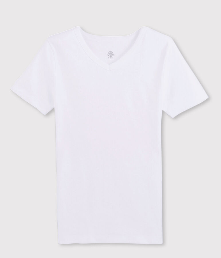 Camiseta de manga corta con cuello de pico para hombre blanco ECUME