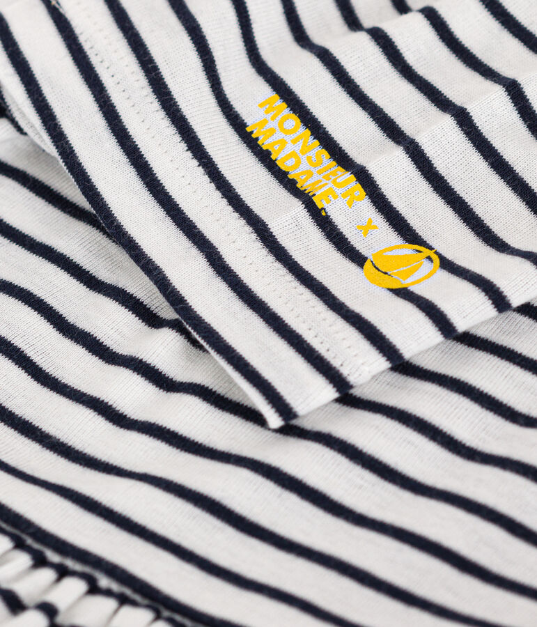 Vestido Monsieur Madame de algod&oacute;n de ni&ntilde;a blanco/azul