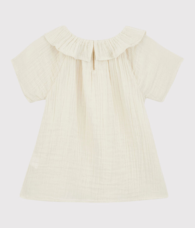 Blusa de gasa de algod&oacute;n org&aacute;nico para ni&ntilde;a blanco