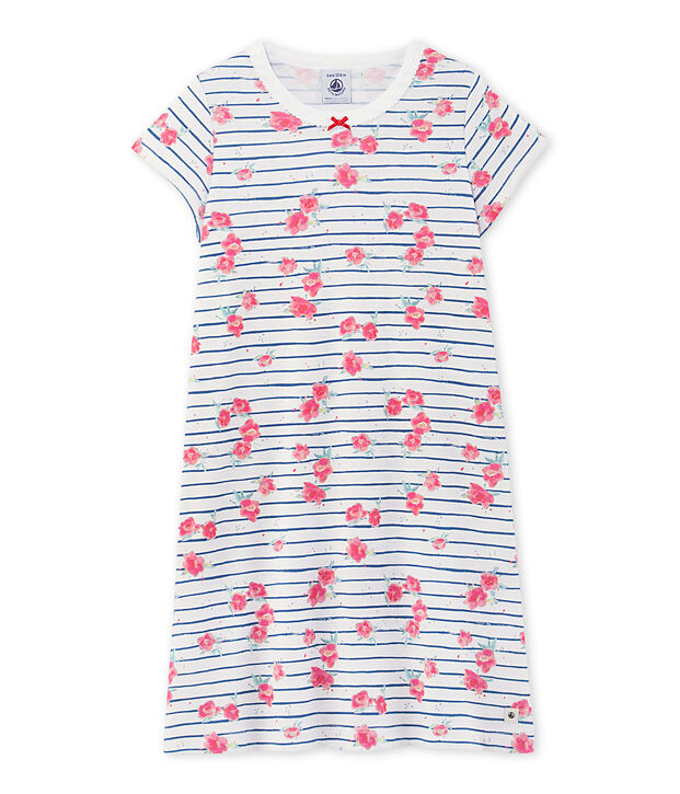 Camis&oacute;n estampado para ni&ntilde;a blanco/azul/multicolor