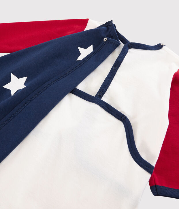 Pijama enterizo disfraz de s&uacute;per-beb&eacute; de algod&oacute;n rojo/blanco