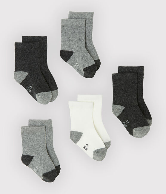 Lote de 5 pares de calcetines básicos para bebé niño gris CITY CHINE