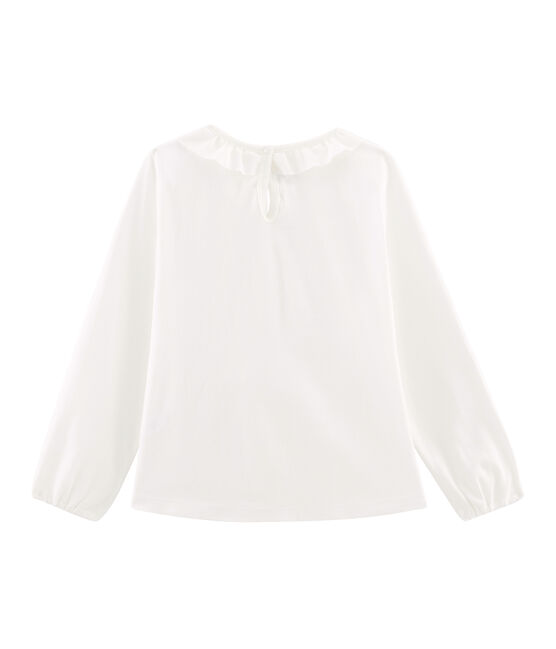 Camiseta manga larga infantil para niña blanco MARSHMALLOW
