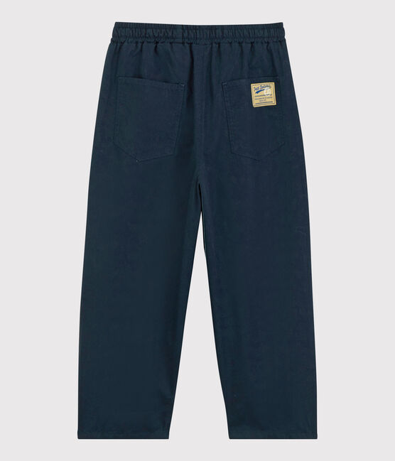 Pantalón cómodo de sarga de algodón para niño azul SMOKING