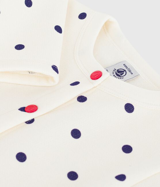 Cárdigan infantil de algodón con estampado de lunares azul MILK/ SOIR