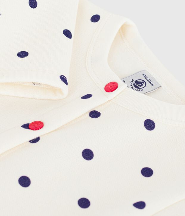 C&aacute;rdigan infantil de algod&oacute;n con estampado de lunares azul/azul