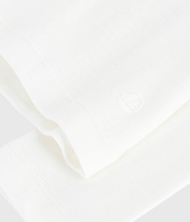 Camiseta infantil lisa de algod&oacute;n de manga larga blanco