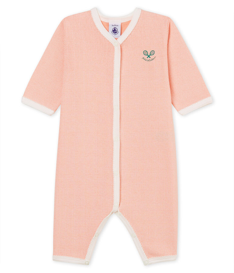 Pelele de punto para beb&eacute; ni&ntilde;a rosa/blanco