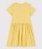 Vestido de manga corta de algodón de niña amarillo ORGE/blanco MARSHMALLOW