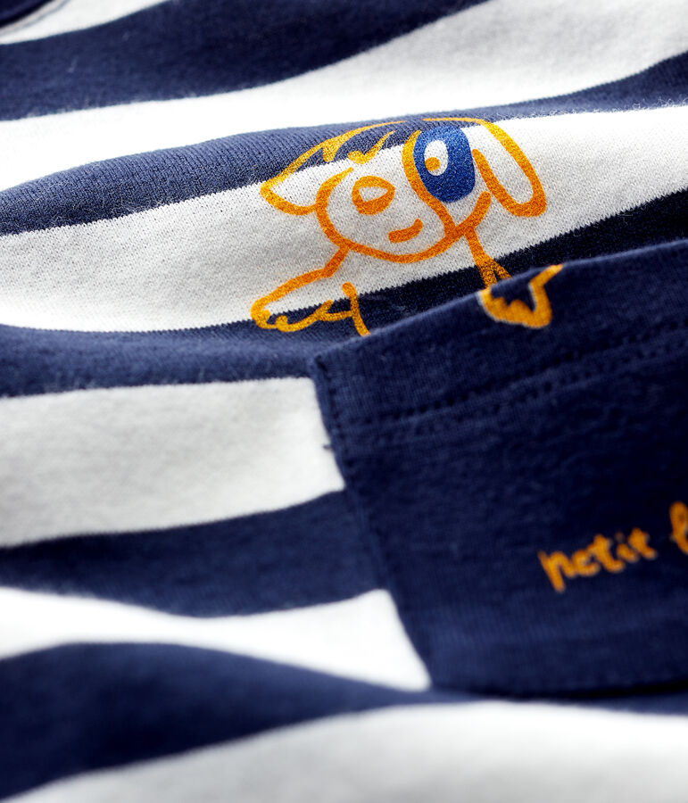 Mono corto de punto de rayas de beb&eacute; ni&ntilde;o azul/blanco