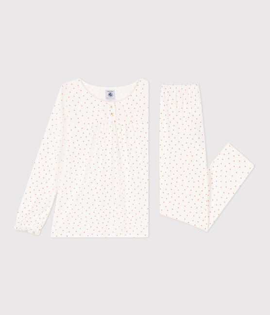 Pijama de algodón corazón para niña blanco MARSHMALLOW/ PAPAYE