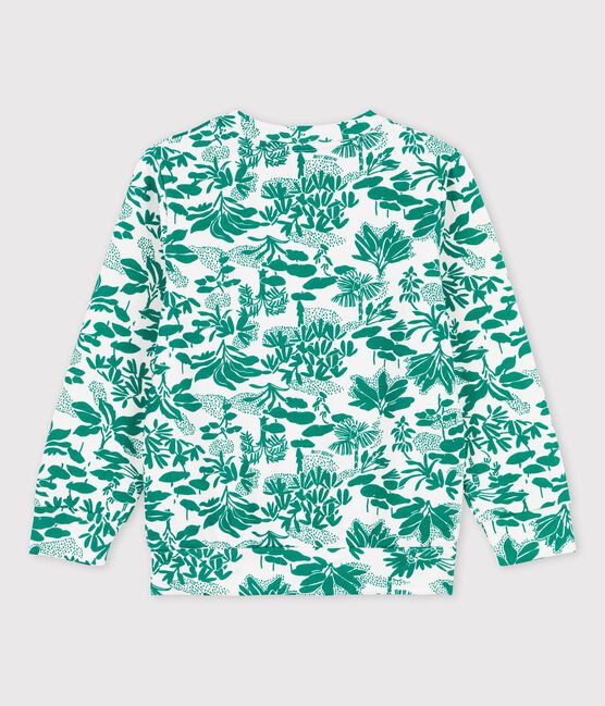 Sudadera de muletón de niño blanco MARSHMALLOW/verde GAZON