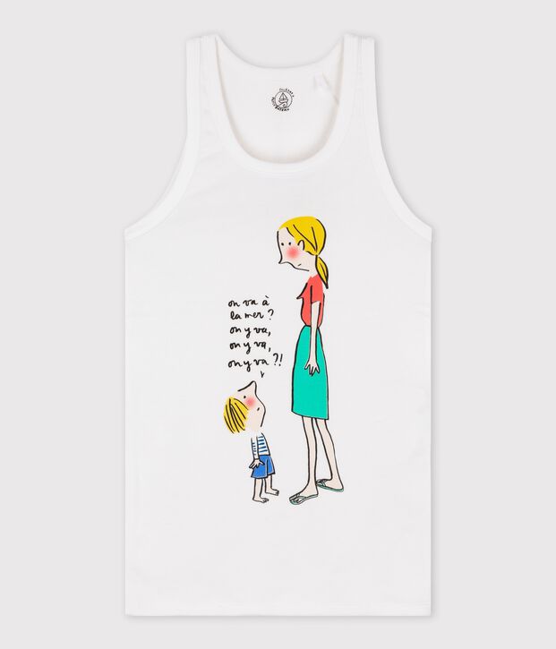 Camiseta de tirantes emblem&aacute;tica de algod&oacute;n de mujer blanco