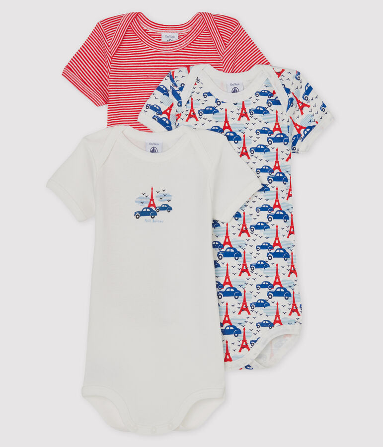 Tres bodis de manga corta para beb&eacute; de ni&ntilde;o multicolor