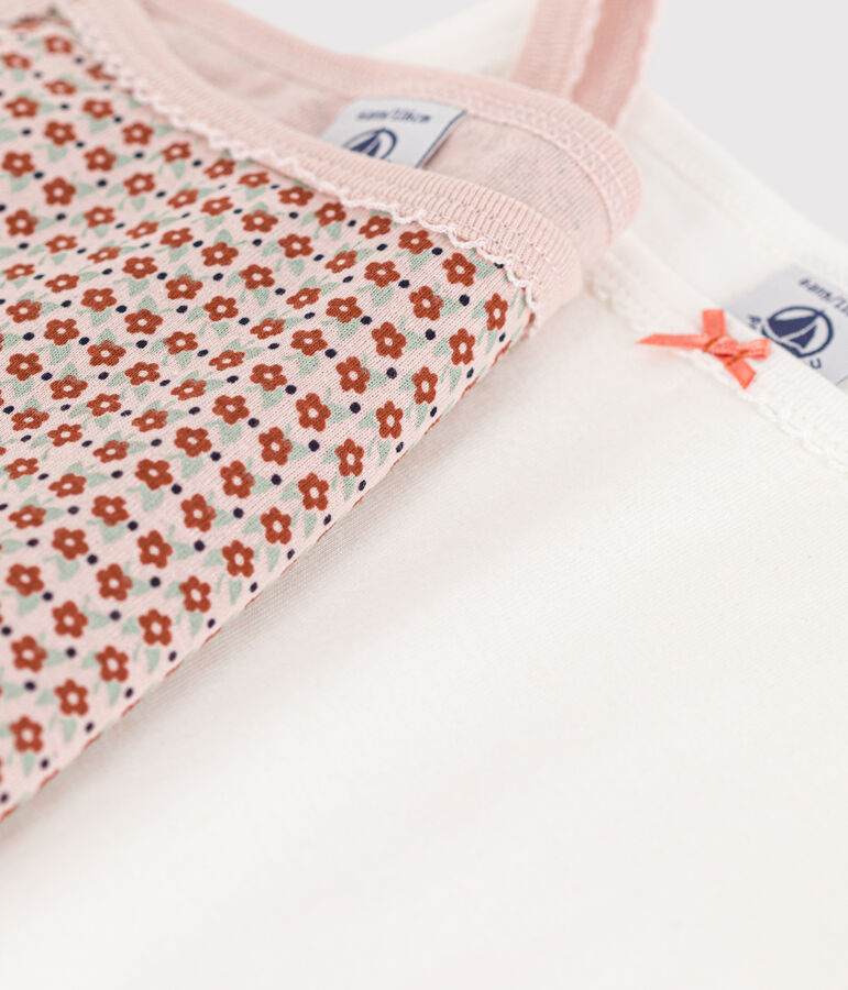Juego de 2 camisetas de tirantes de algod&oacute;n con flor para ni&ntilde;a variante 1