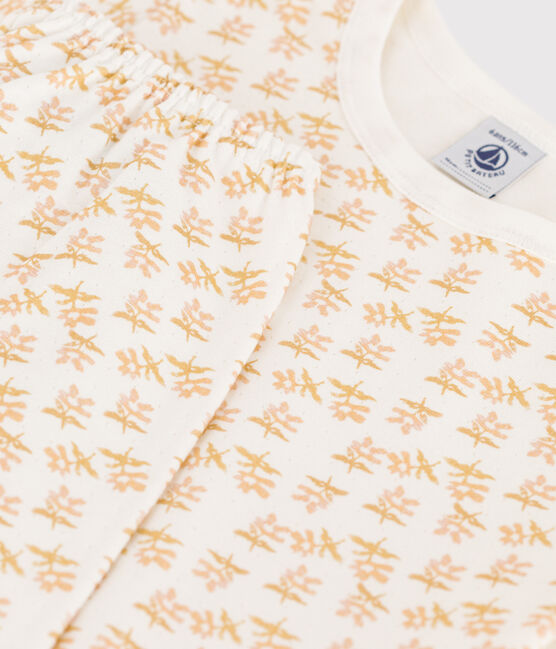 Pijama de túbico con flor para niña blanco MARSHMALLOW/blanco MULTICO