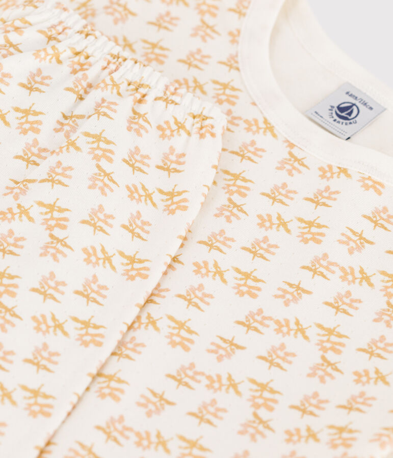 Pijama de t&uacute;bico con flor para ni&ntilde;a blanco/multicolor