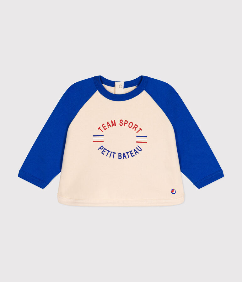 Sudadera de felpa para beb&eacute; crudo/azul