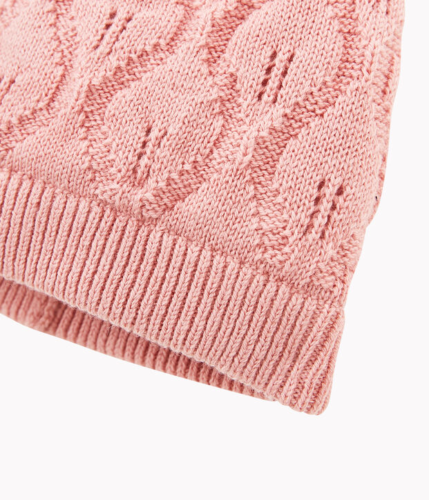 Gorro de lana y algod&oacute;n de beb&eacute;. rosa