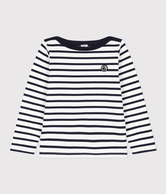 Marinera de algodón orgánico para niño/niña blanco MARSHMALLOW/azul SMOKING