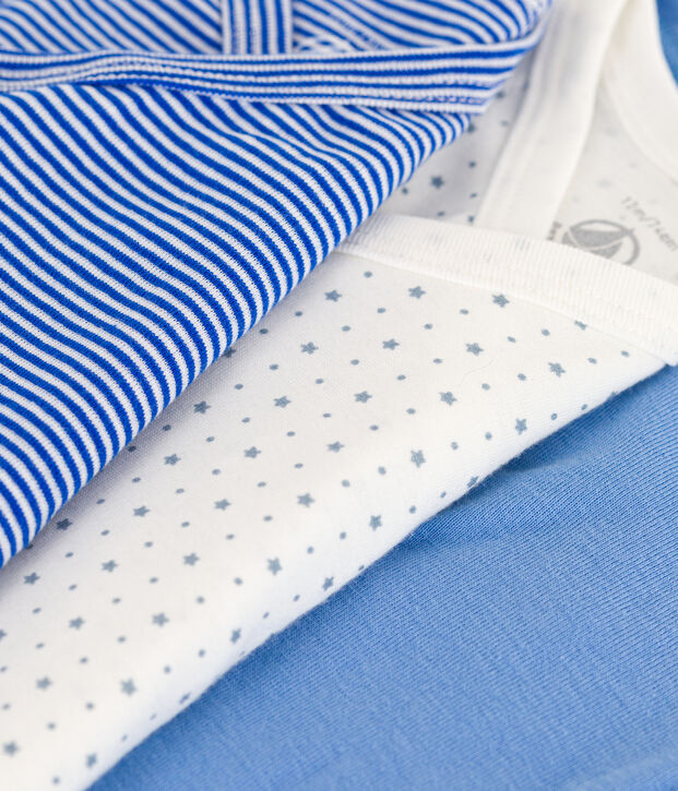 Juego de 3 bodis cruzados y estampados de manga larga de algod&oacute;n multicolor