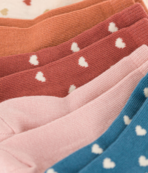 Juego de 5 pares de calcetines con corazones de beb&eacute; multicolor