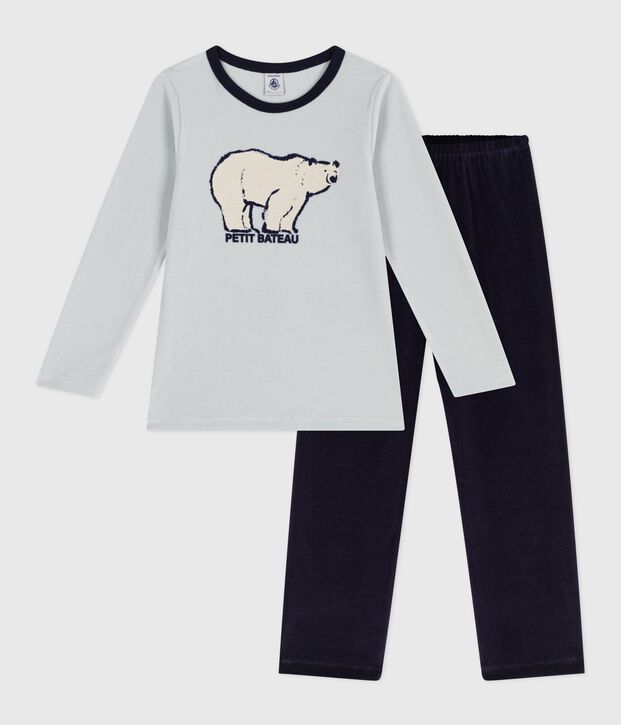 Pijama infantil de terciopelo azul/azul