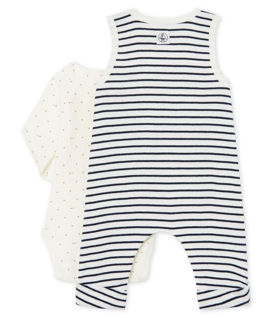 Conjunto para bebé de dos piezas de punto blanco MARSHMALLOW/azul SMOKING