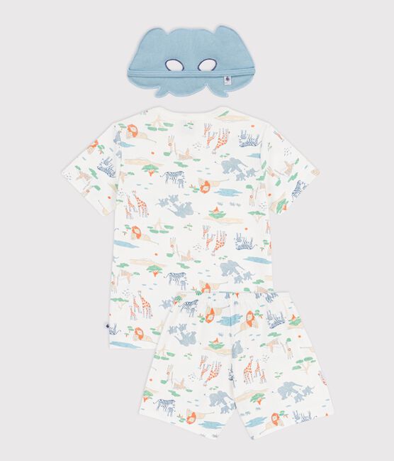 Pijama corto tipo disfraz infantil de algodón con estampado de la sabana blanco MARSHMALLOW/blanco MULTICO