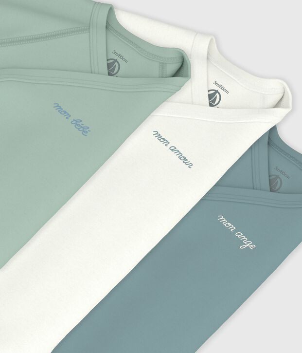 Juego de bodies cruzados y estampados de manga larga de algod&oacute;n para beb&eacute; multicolor