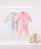 Pijama de terciopelo con cuello liso para bebé rosa CHARME
