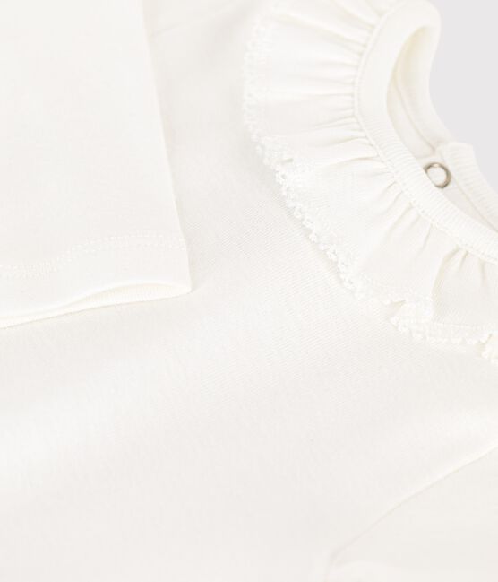 Bodi de manga larga con cuello de bebé en algodón blanco MARSHMALLOW