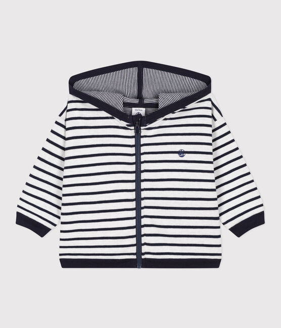 Sudadera con capucha de jersey grueso para bebé blanco MARSHMALLOW/azul SMOKING