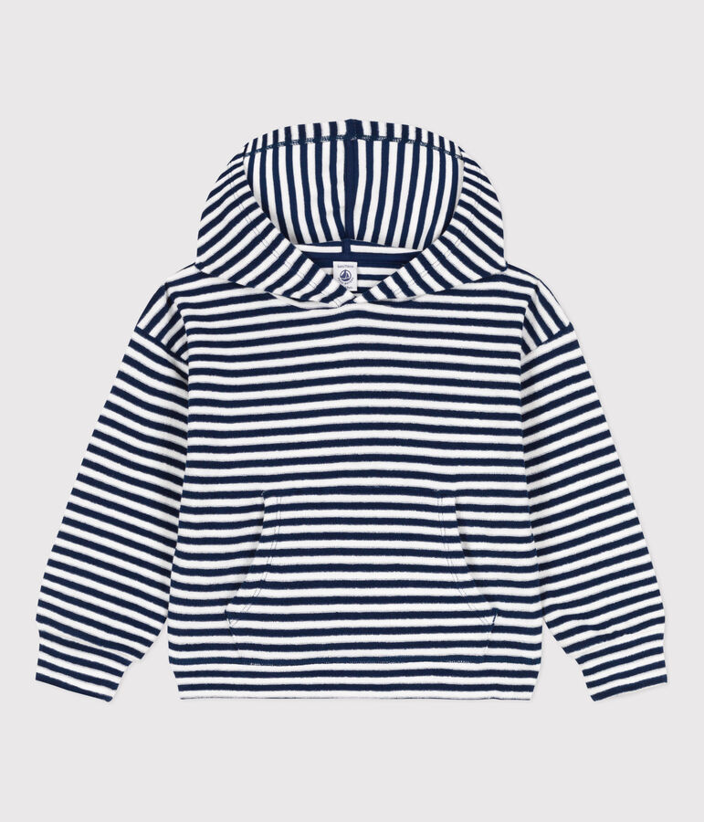 Sudadera a rayas con capucha para ni&ntilde;o/ni&ntilde;a azul/blanco