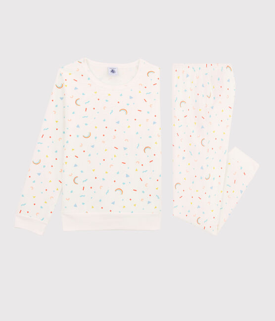 Pijama con estampado de confetis de niña de felpa blanco MARSHMALLOW/blanco MULTICO