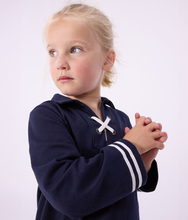 Vestido infantil liso de manga larga de algod&oacute;n SMOKING