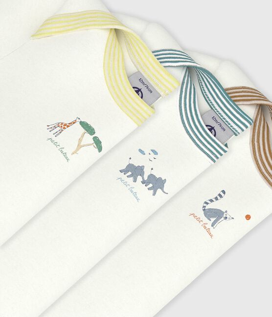 Juego de bodies lisos de algodón de manga corta para bebé variante 1