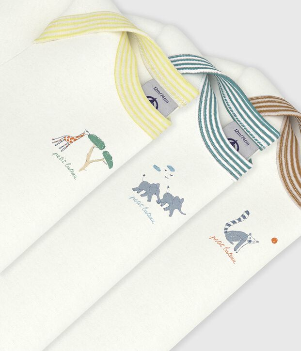 Juego de bodies lisos de algod&oacute;n de manga corta para beb&eacute; multicolor