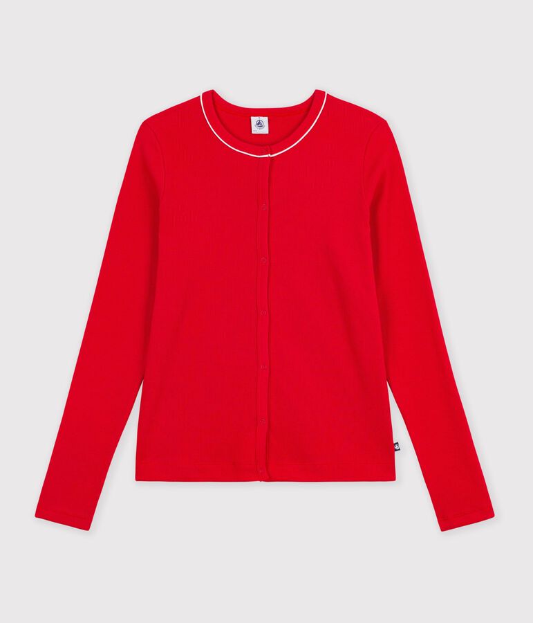 C&aacute;rdigan de algod&oacute;n liso para mujer rojo