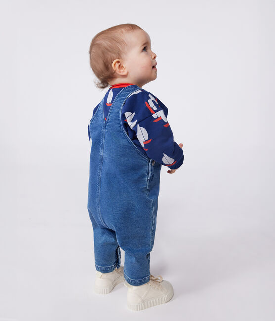 Peto largo de tejido denim con elastano para bebé azul BLEU DELAVE