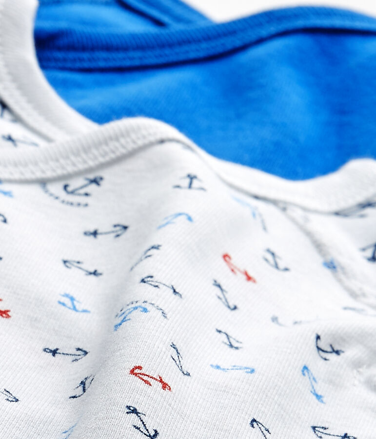 Lote de 2 bodies de primera puesta de manga corta para beb&eacute; ni&ntilde;o blanco