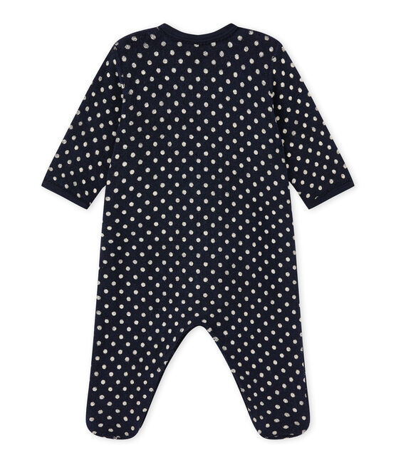 Pijama de lunares para bebé niña azul SMOKING/blanco ECUME