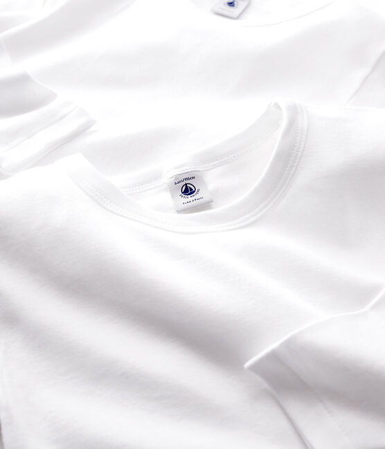 Lote de 2 camisetas de manga larga blancas de niño variante 1