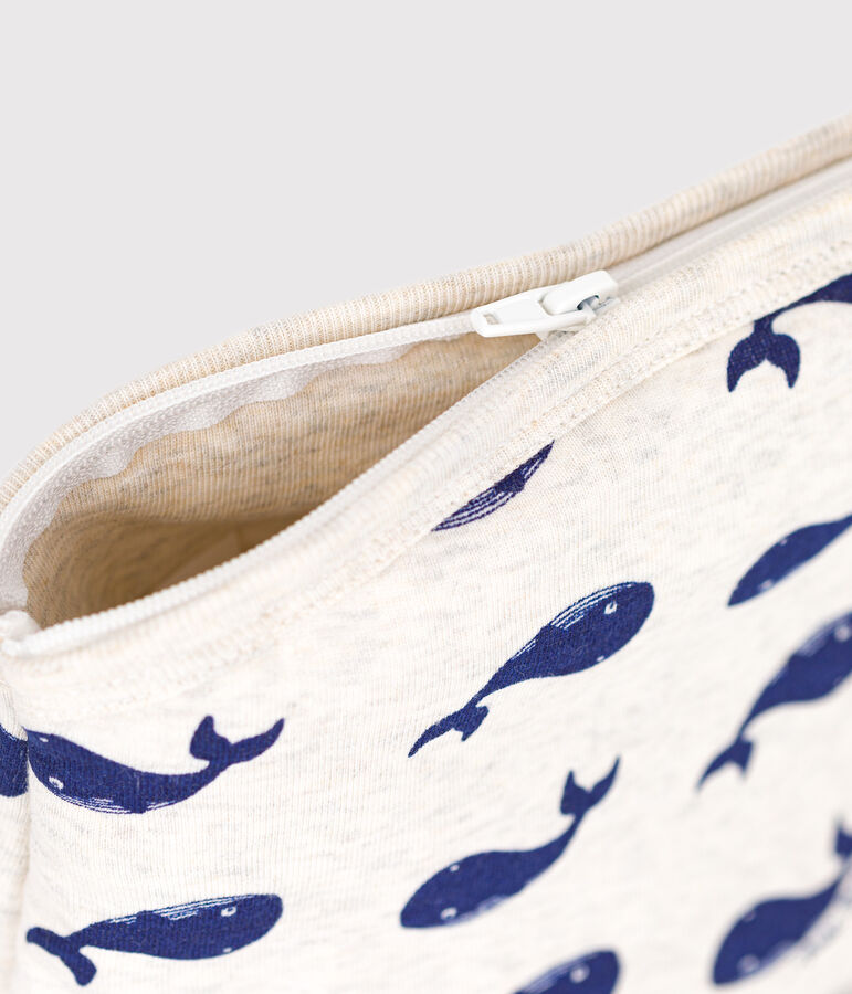Bolsa de algod&oacute;n con ballena para beb&eacute; beige/azul