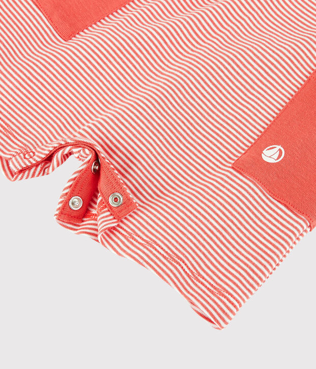 Mono corto de canal&eacute; de rayas de beb&eacute; ni&ntilde;o naranja/blanco