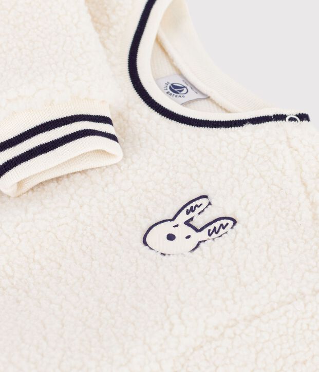 Sudadera lisa de borreguito para beb&eacute; MILK